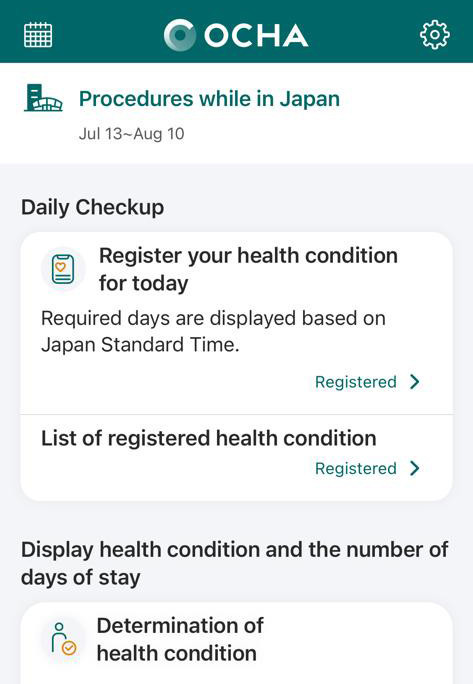 Die OCHA-App für die Meldung des täglichen Gesundheitszustandes