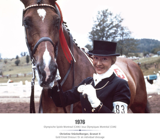 Olympische Spiele Montreal (CAN) 1976 - Gold Einzel Dressur - Christine Stückelberger, Granat II