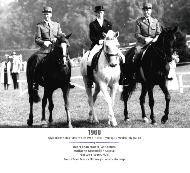 Jeux Olympique Mexico City (MEX) 1968 - Henri Chammartin, Marianne Gossweiler, Gustav Fischer - Bronze team Dressage