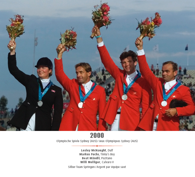Olympische Spiele Sydney (AUS) 2000 - Lesley McNaught, Markus Fuchs, Beat Mändli, Willi Melliger - Silber Team Springen