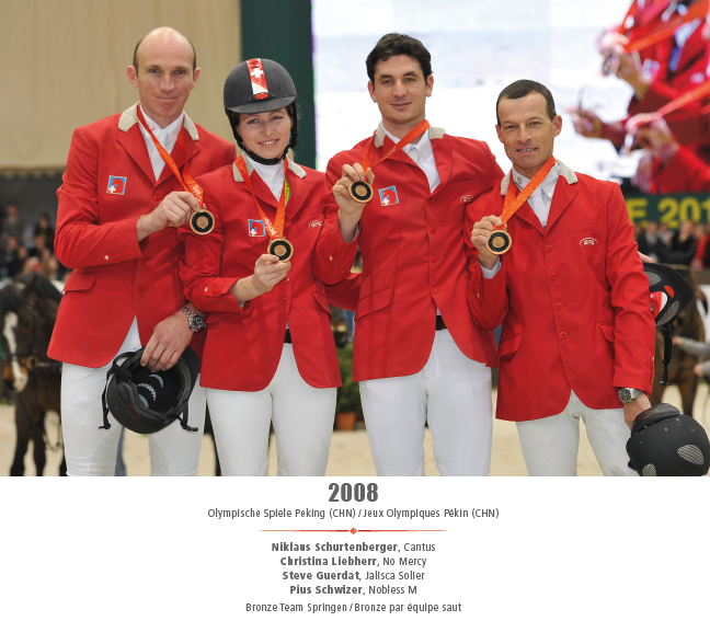 Jeux Olympique Peking (CHN) 2008 - Niklaus Schurtenberger, Christina Liebherr, Steve Guerdat, Pius Schwizer - Bronze team saut d'obstacles